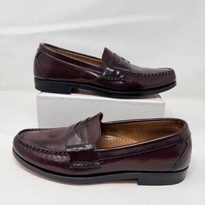 Allen Edmonds Walden Penny Loafers Mens 10.5 B Burgundy Leather Dress Shoes USA